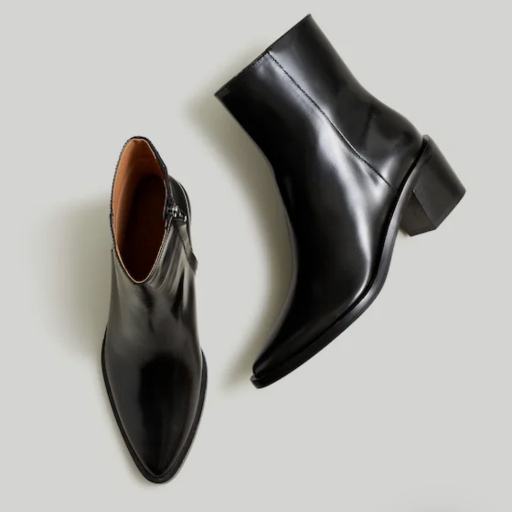 Madewell The Darcy Ankle Boot in Shiny Leather Black